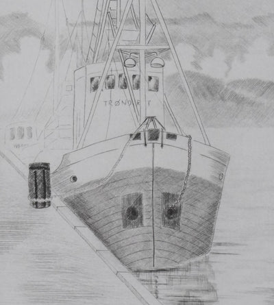 Camille COMBE : Escale, Gravure originale signée