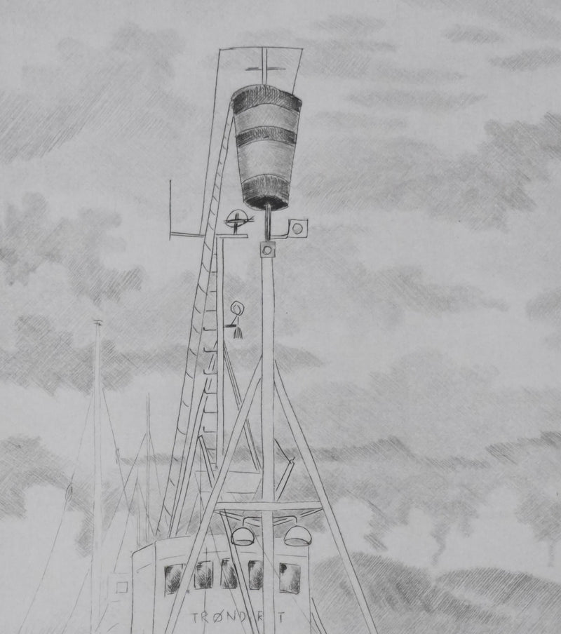 Camille COMBE : Escale, Gravure originale signée
