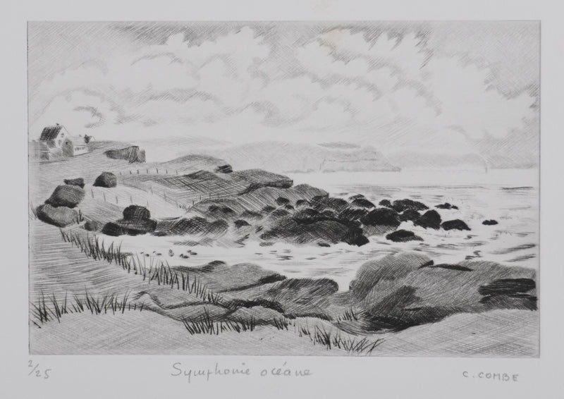 Camille COMBE : Symphonie océane, Gravure originale signée