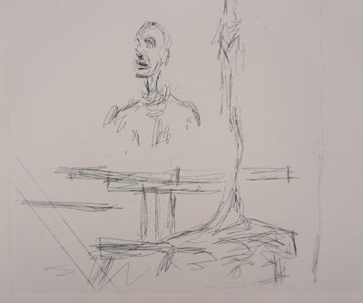 Alberto GIACOMETTI : Dans l'atelier, deux sculptures, Gravure originale