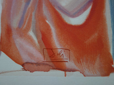 Salvador DALI : Ange et rhinocéros, Bois gravé original signé