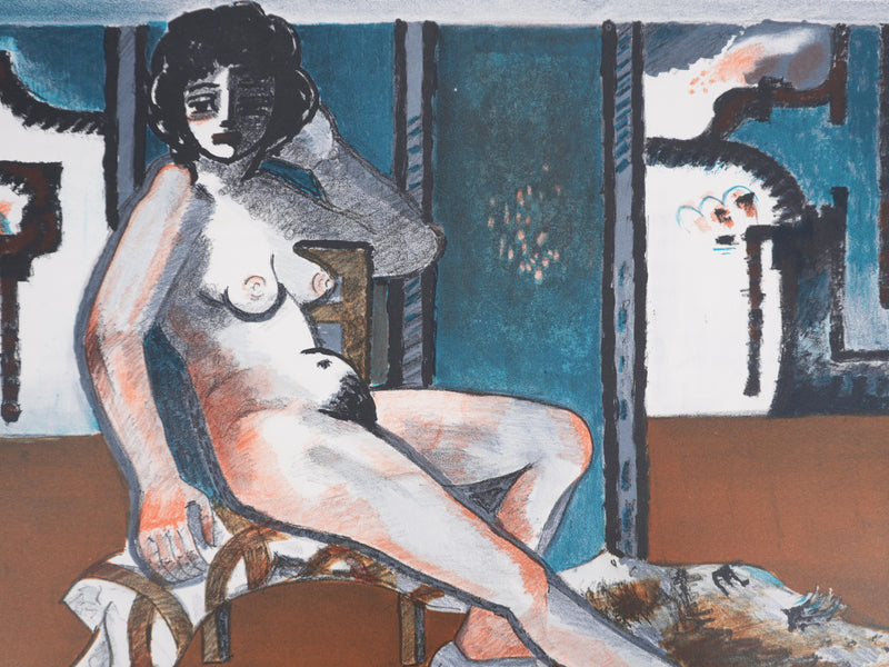 Roger CRUSAT : Nu au salon, Lithographie originale signée