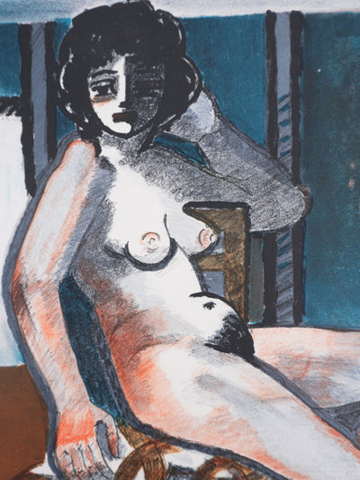 Roger CRUSAT : Nu au salon, Lithographie originale signée