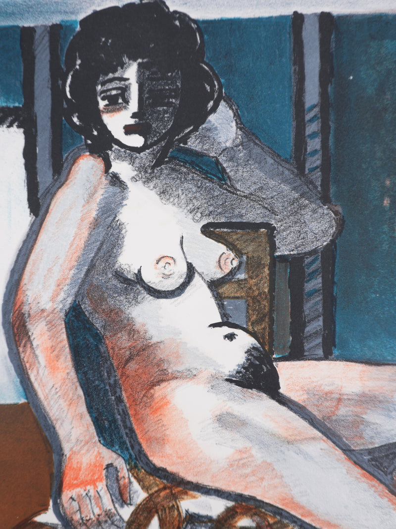 Roger CRUSAT : Nu au salon, Lithographie originale signée