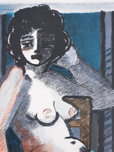 Roger CRUSAT : Nu au salon, Lithographie originale signée