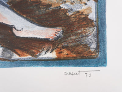 Roger CRUSAT : Nu au salon, Lithographie originale signée