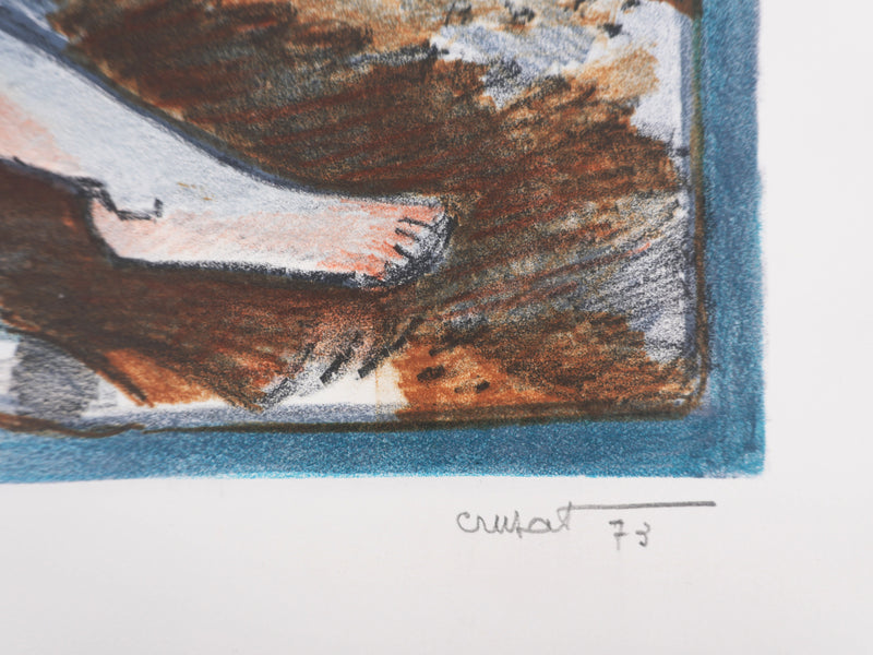 Roger CRUSAT : Nu au salon, Lithographie originale signée