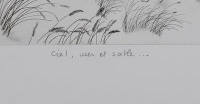 Camille COMBE : Ciel, mer et sable, Gravure originale signée