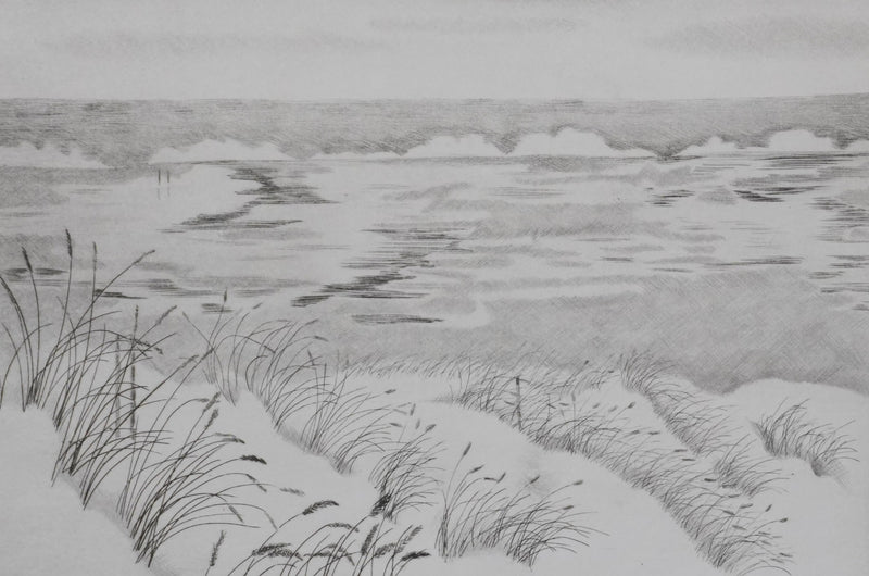 Camille COMBE : Ciel, mer et sable, Gravure originale signée
