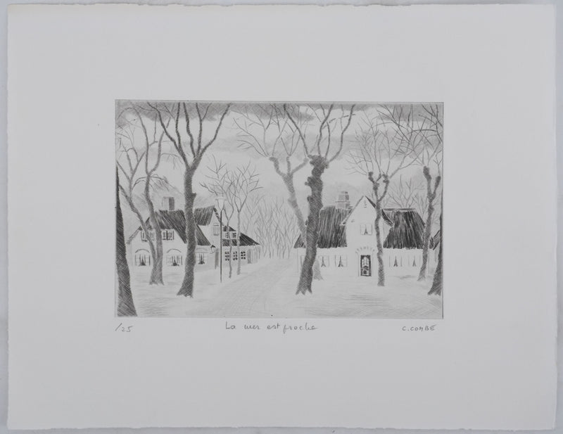Camille COMBE : La mer est proche, Gravure originale signée