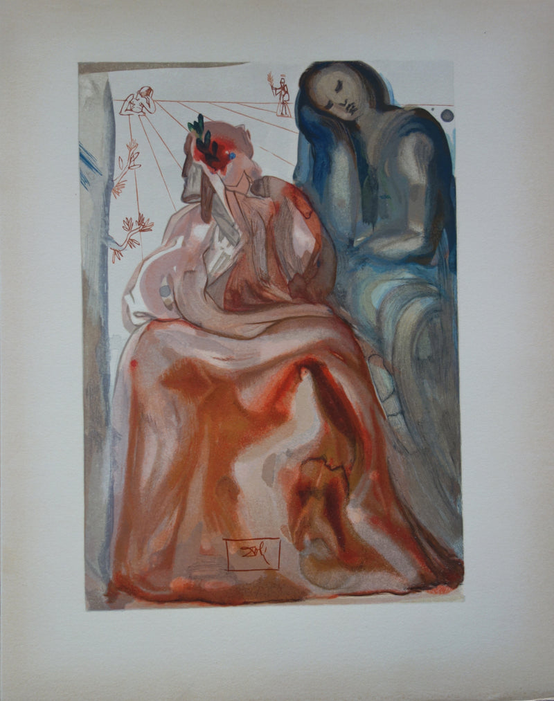 Salvador DALI : La confession de Dante, Bois gravé original signé
