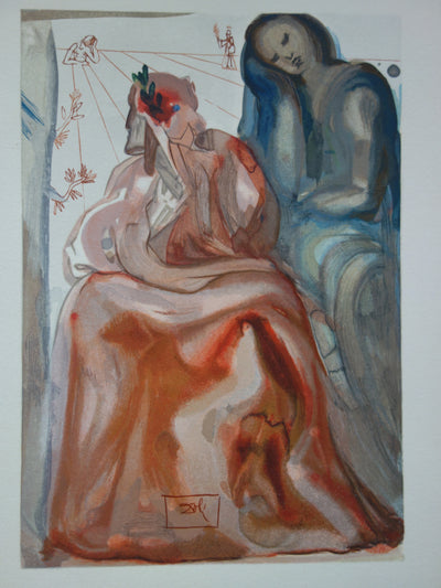 Salvador DALI : La confession de Dante, Bois gravé original signé