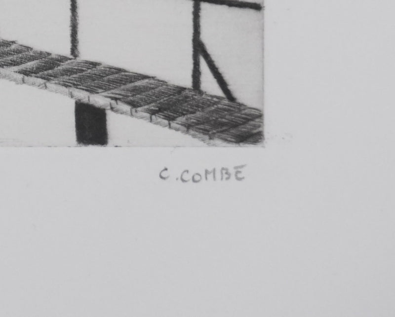 Camille COMBE : Les mouettes en attente, Gravure originale signée