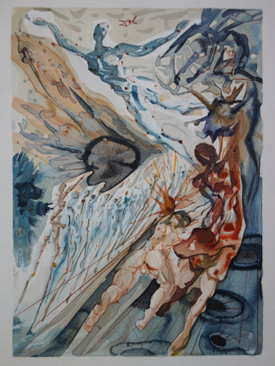 Salvador DALI : Deux troupes de luxurieux, Bois gravé original signé