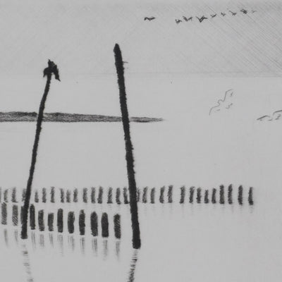 Camille COMBE : Près du paradis des oiseaux, Gravure originale signée