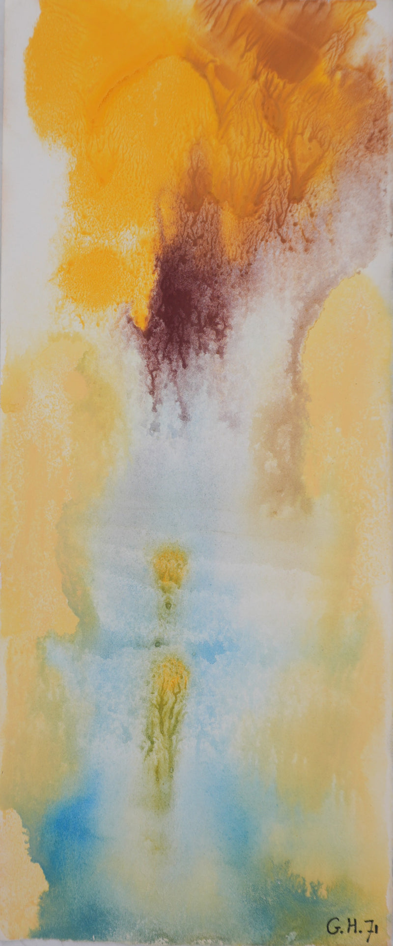 Georges HUGNET : Emergeant de la clarté, Gouache originale signée
