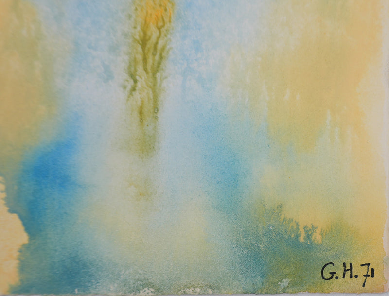 Georges HUGNET : Emergeant de la clarté, Gouache originale signée