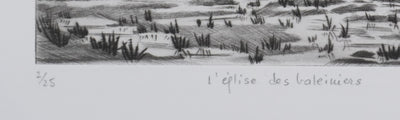 Camille COMBE : L'église des baleiniers, Gravure originale signée