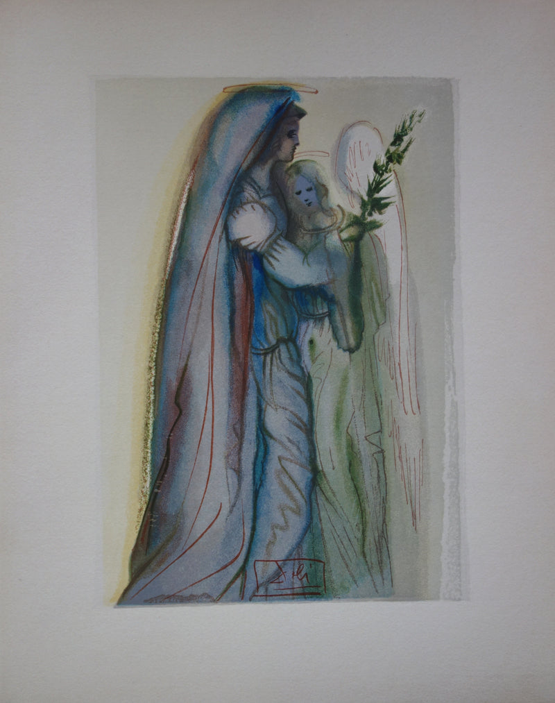 Salvador DALI : Le réconfort des anges, Bois gravé original signé
