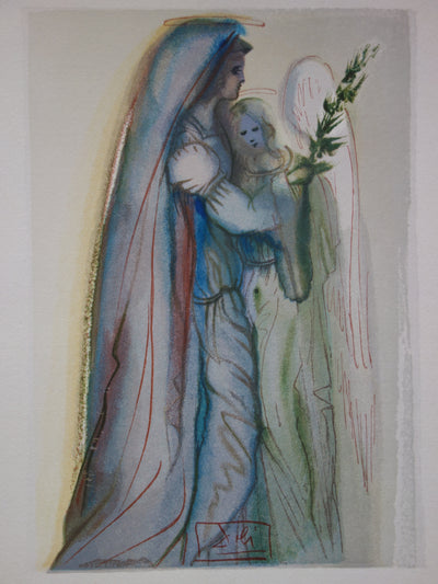 Salvador DALI : Le réconfort des anges, Bois gravé original signé