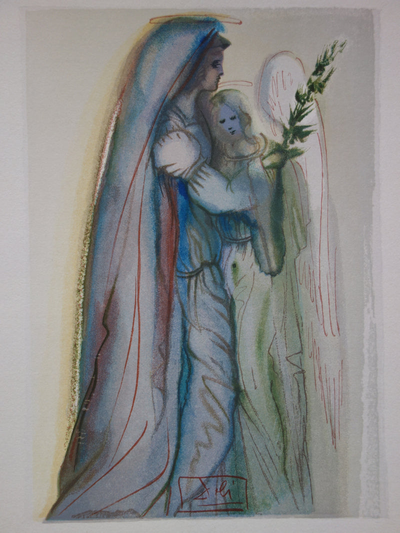 Salvador DALI : Le réconfort des anges, Bois gravé original signé