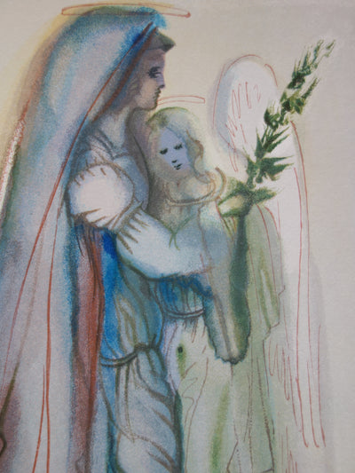 Salvador DALI : Le réconfort des anges, Bois gravé original signé