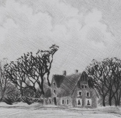 Camille COMBE : L'église des baleiniers, Gravure originale signée