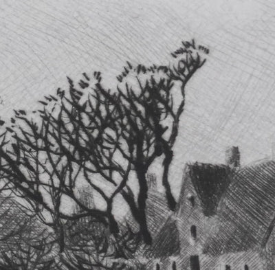 Camille COMBE : L'église des baleiniers, Gravure originale signée