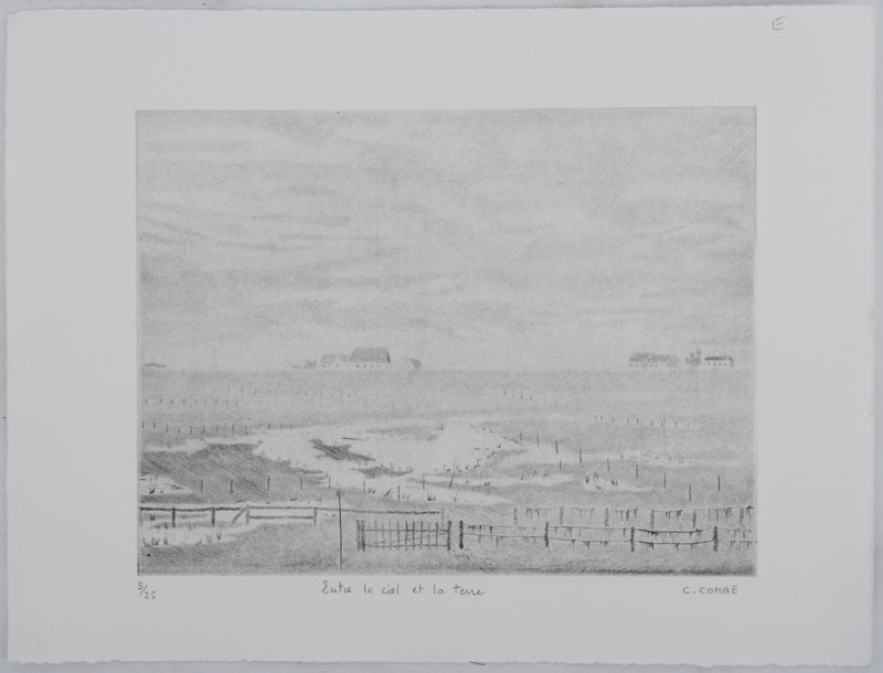 Camille COMBE : Entre le ciel et la terre, Gravure originale signée