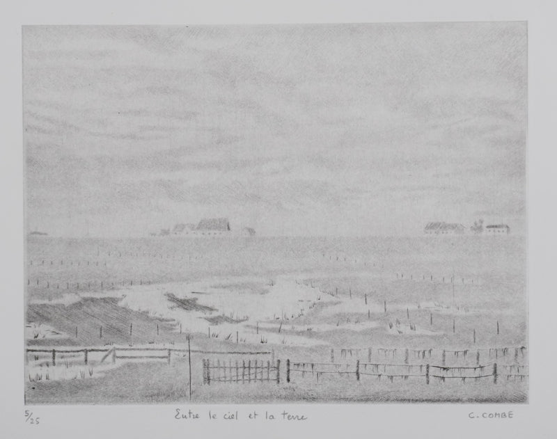 Camille COMBE : Entre le ciel et la terre, Gravure originale signée
