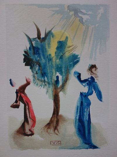 Salvador DALI : L'arbre du châtiment, Bois gravé original signé