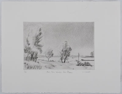 Camille COMBE : Sur les rives du Rhin, Gravure originale signée