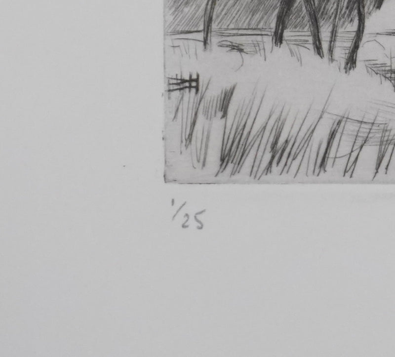Camille COMBE : Sur les rives du Rhin, Gravure originale signée