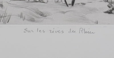 Camille COMBE : Sur les rives du Rhin, Gravure originale signée