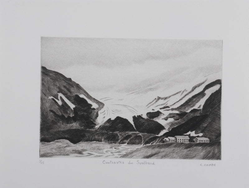 Camille COMBE : Contrastes du Svalbard, Gravure originale signée