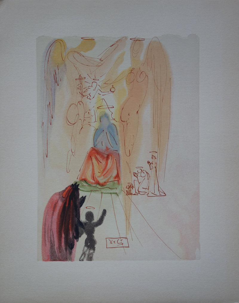 Salvador DALI : Le triomphe du Christ et de la Vierge, Bois gravé original signé