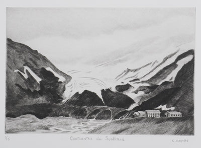 Camille COMBE : Contrastes du Svalbard, Gravure originale signée