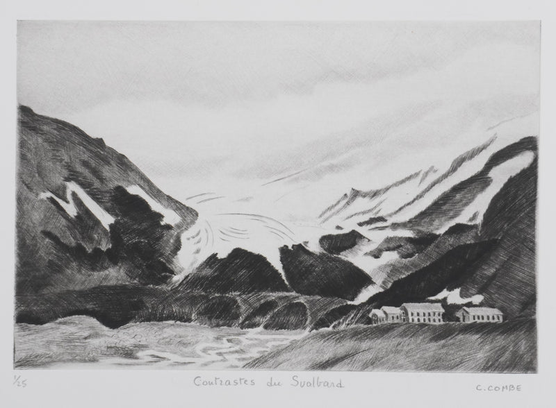 Camille COMBE : Contrastes du Svalbard, Gravure originale signée