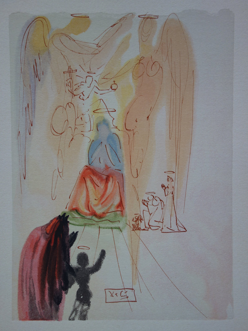 Salvador DALI : Le triomphe du Christ et de la Vierge, Bois gravé original signé
