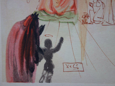 Salvador DALI : Le triomphe du Christ et de la Vierge, Bois gravé original signé