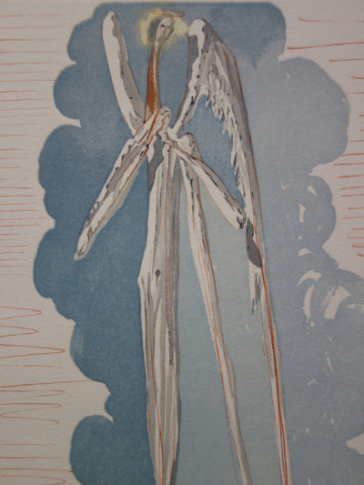 Salvador DALI : L'ange du septième ciel, Bois gravé original signé