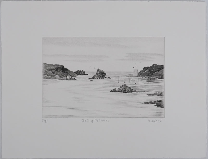 Camille COMBE : Scilly Islands, Gravure originale signée