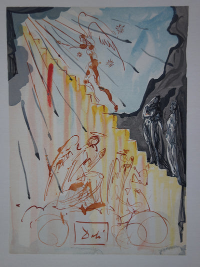 Salvador DALI : L'échelle mystique, Bois gravé original signé