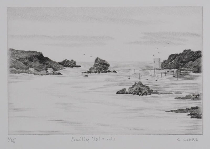 Camille COMBE : Scilly Islands, Gravure originale signée