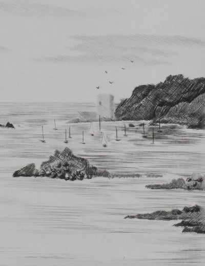 Camille COMBE : Scilly Islands, Gravure originale signée