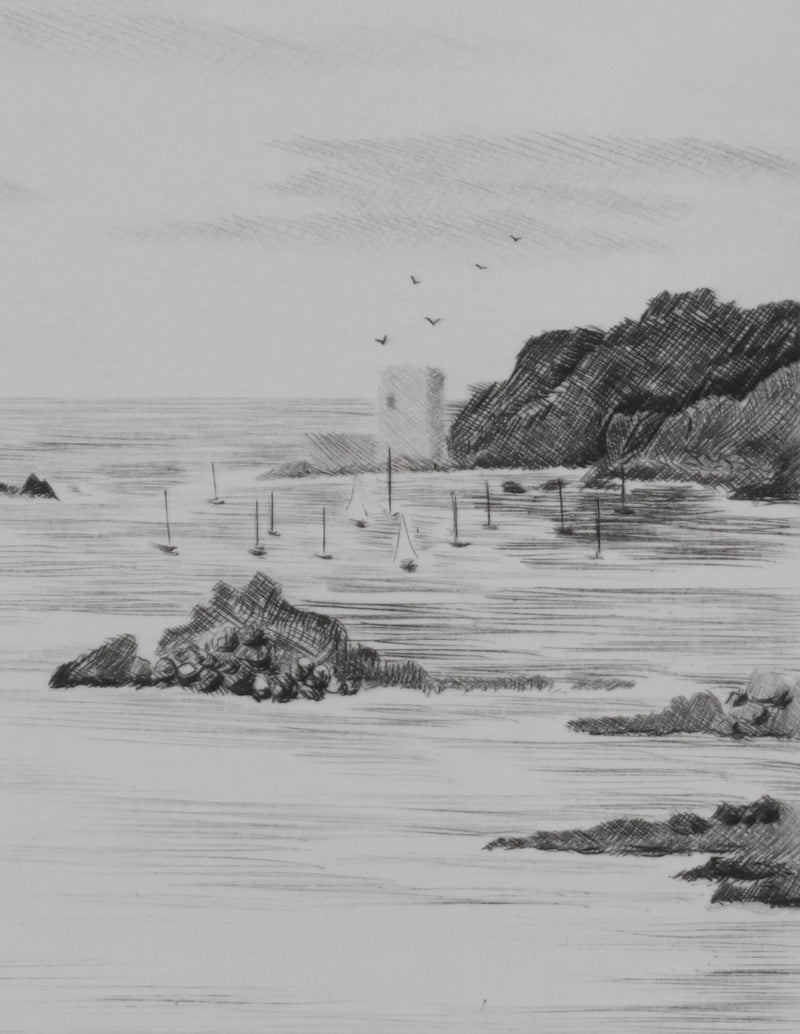 Camille COMBE : Scilly Islands, Gravure originale signée