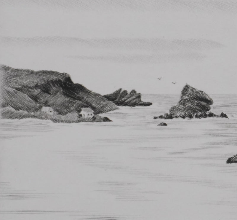 Camille COMBE : Scilly Islands, Gravure originale signée