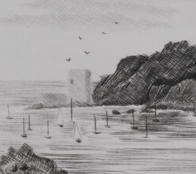 Camille COMBE : Scilly Islands, Gravure originale signée