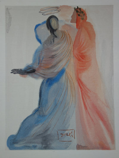 Salvador DALI : La splendeur de Béatrice, Bois gravé original signé