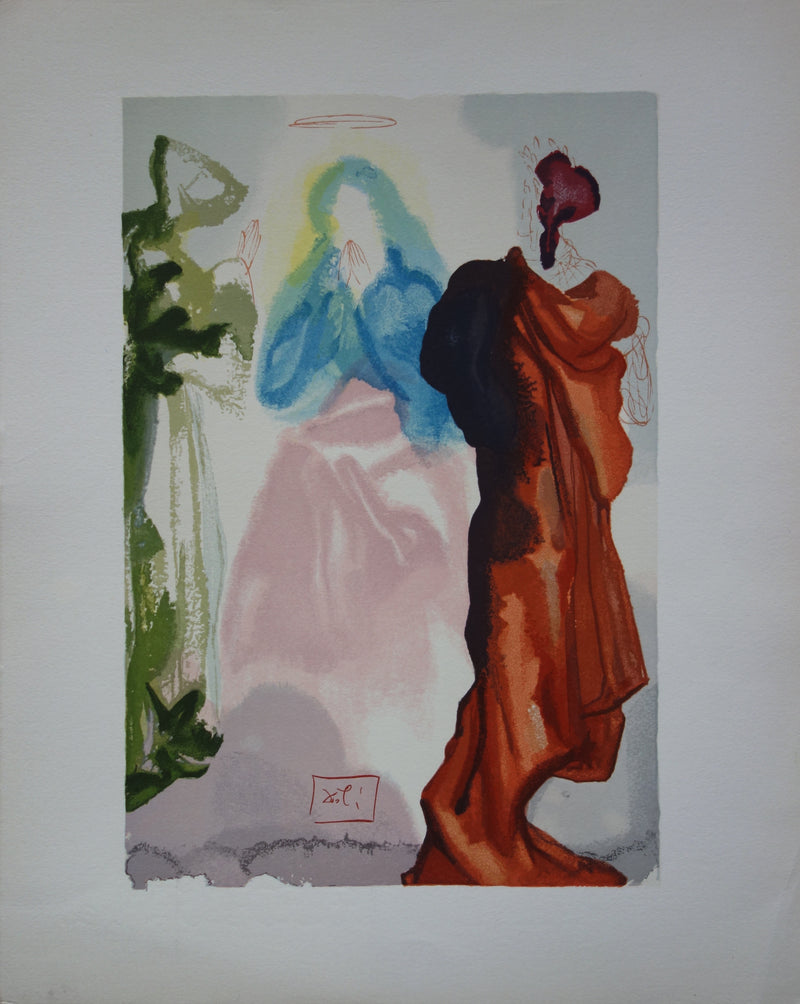 Salvador DALI : La prière de Saint Bernard, Bois gravé original signé
